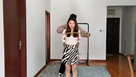 Chinese Bondage - Cute Girl Tied And Ticked