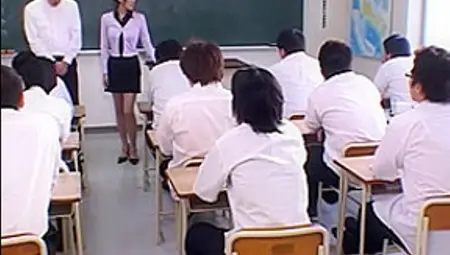 Japanese Teacher Degraded And Cum Covered By Her Students
