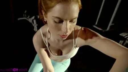Sweaty Sporty Redhead Pepper Hart Feels Awesome While Blowing Dick