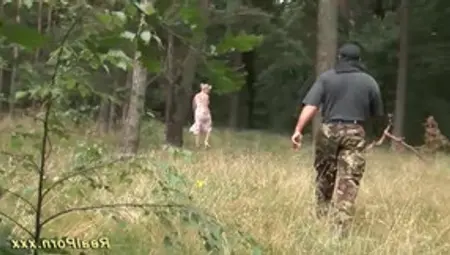 Slutty Housewife Is Being Filmed While Having Sex In The Woods