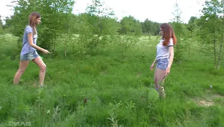 Nature Loving Lesbian Teens Play With Toys In Their Pussies Outdoors