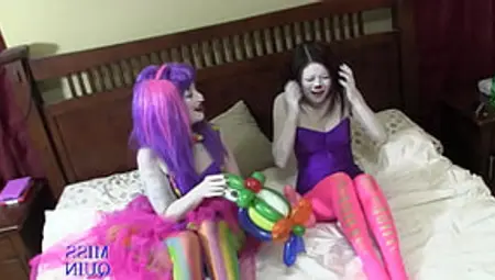 Girls Transformed Into Laughing Clowns