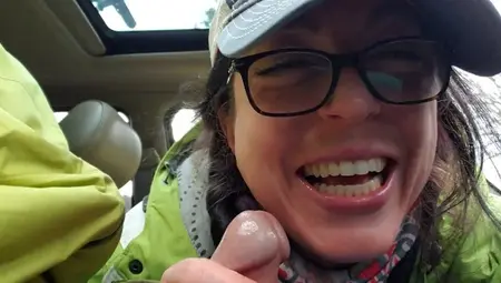 "Oops! I Spilled Some Cum!" Road Head With Creamy Mouthpie Swallow