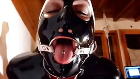 Skullfucking Hogtied &amp; Ring Gagged Slut In Black Latex INTRO