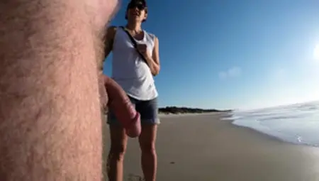 Nude Amateur Guy Exposes His Thick Meat Pole On The Beach