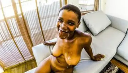 Shaved Ebony Bitch Dancing And Taking Facial For Tape Video