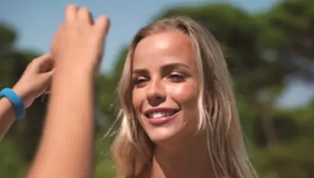 Stunning Blonde Taylor Brumann Steps Outdoors With Her Sexy Tanned Breasts