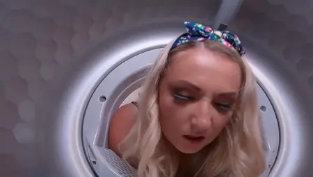 Blonde MILF With Massive Tits Stuck In A Washing Machine And Fucked Rough