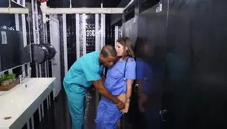 Naughty Nurse Has Spontaneous Sex With Black Colleague In Toilet