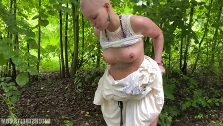 Baldhead And Hairless Pussy Rebel Punk Girl Outdoor Sex