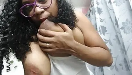 Busty Mature Afro Latina Sucks Both Nipples At The Same Time