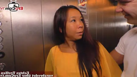 German Asian Milf Persuaded To Cheat In Lift
