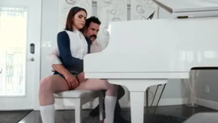 Strong Cock In Her Tiny Vag During The Piano Lessons