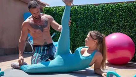 Yoga Instructor Stretches Misha Maver's Muscles And That Lovely Pussy