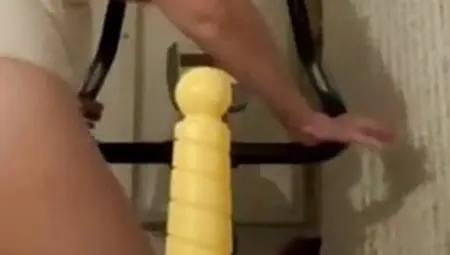 Mature With Anal Dildo While On Bike