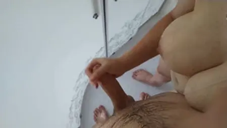 Sexy Stepmom With Big Tits Jerks Off A Cock In The Shower