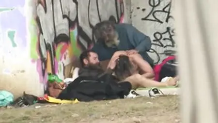 Homeless Threesome On Street