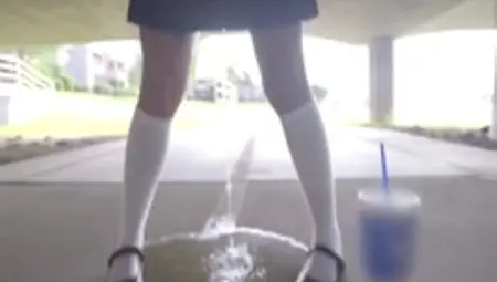 Naughty Schoolgirl Peeing Through Panties