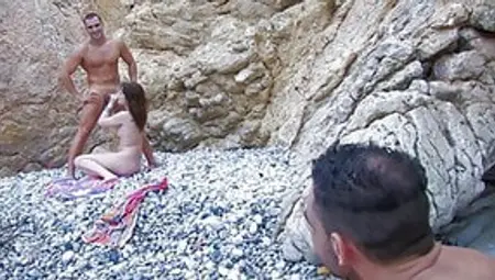 Photoshoot On Beach With Double Penetration