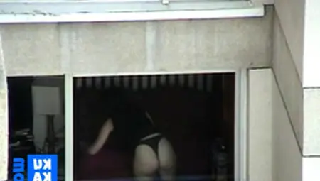 Real Voyeur - Spying Neighbor Out The Window In Tanga