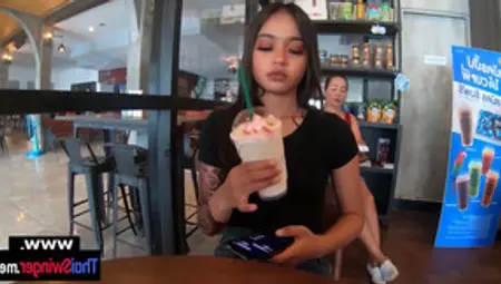 Real Amateur Thai GF Ting Needs A Quickie Fuck After Her Cappuccino