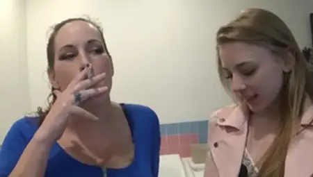 Milf And Stepdaughter Smoking And Teasing