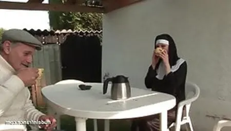 Young French Nun Sodomized In Threesome With Papy Voyeur