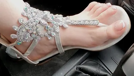 Princess Foot JOI Flip Flops Inside Vehicle