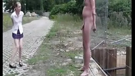 Chained Up Man Gets A Blowjob Until He Cums WF