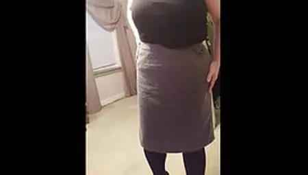 Putting On Her Pantys, Girdle,skirt, Big Tits, Hairy