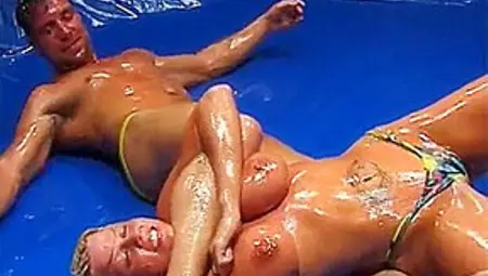 Hardcore Female Male Oil Wrestling 5
