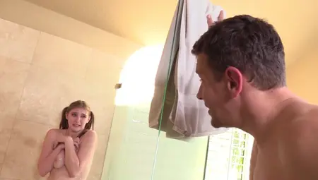 Rich Man Uses Babysitter's Mouth And Twat In The Shower