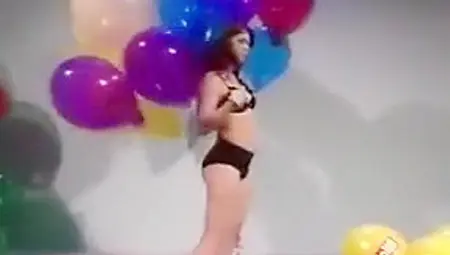Nice Girl Balloons Pop To Blow