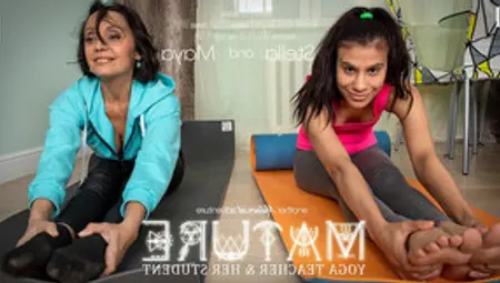 Mature Yoga Professor Has A Special Lesson For Her Lesbian Schoolgirl