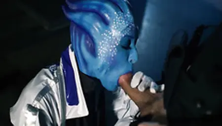 Blue Alien Has To Make The Dude With Her Sexy Assets