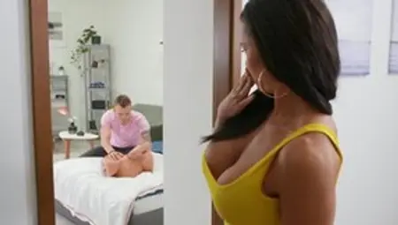 Busty Brunette Gets Excited And Provokes Men To Drill Her Rear