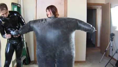 Huge Latex Suit Girl Inflation
