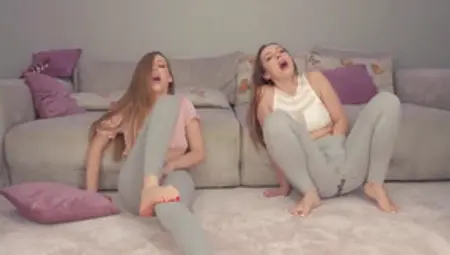 2 Sexy Chicks Masturbate On Camera And Squirt In Leggings