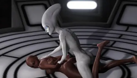 Sci-fi Female Alien Plays With Black Girl In Space Station
