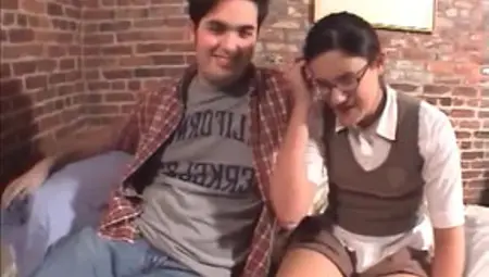 Nerdy Schoolgirl Turns Out To Be A Hot Cocksucking Slut