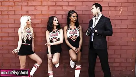 To Sign A Contract With The Devil, Three Cheerleaders Have To Fuck Him All Night Long