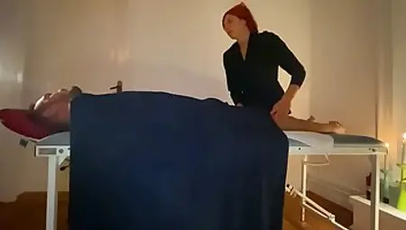 Red Haired Masseuse Is Sucking Her Client's Dick And Even Getting Ready To Ride It