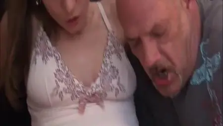 Horny Old Fat Guy Bangs Sleazy Teenage Whore On Sofa