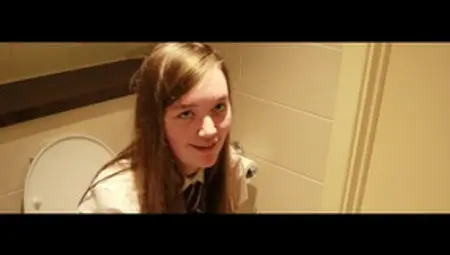 British Schoolgirl Pissing On The Toilet