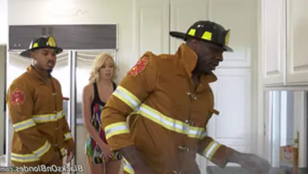 Firefighters Black Fuck Naked Blonde Wife In Severe Trio