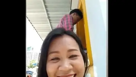Asian Cutie Plays In Public