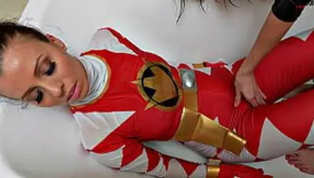 Lesbian Super Heroes Sex Fight - Red Ranger Defeated And Humiliated
