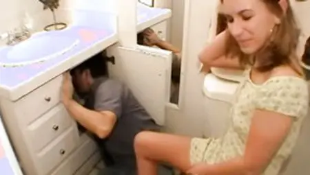 Plumber Lays Pipe Inside Brooke Bending Her Over Counter Some Wet Pussy Munching And Twat Fuckin