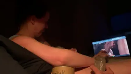 GF Jerks Me Off While Watching Porn