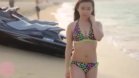 Extra Petite 18yo Petite Babe Twitter Teens - Japanese Outdoors On The Beach In Skimpy Bikini